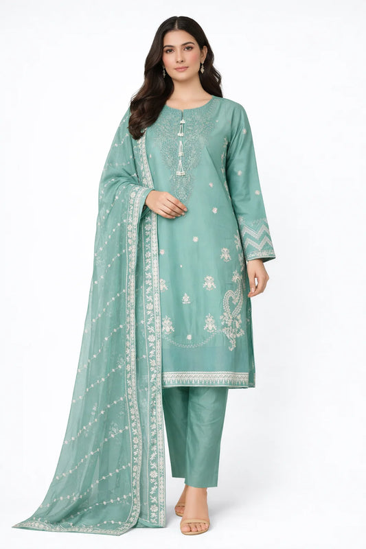 Sea Green Embroided 3-Piece