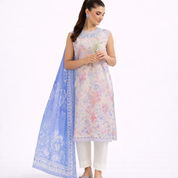 Printed | White Cotton 3-Piece